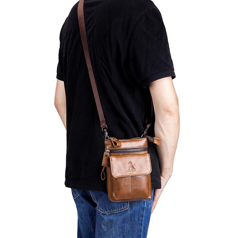 Heren Lederen Multi-carry Crossbody Tas Koeienhuid Tas