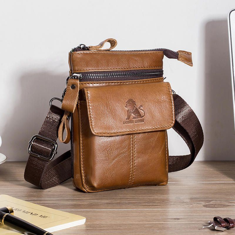 Heren Lederen Multi-carry Crossbody Tas Koeienhuid Tas