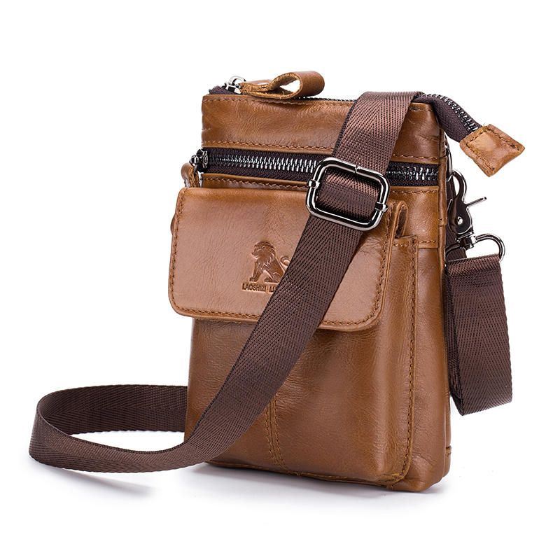 Heren Lederen Multi-carry Crossbody Tas Koeienhuid Tas