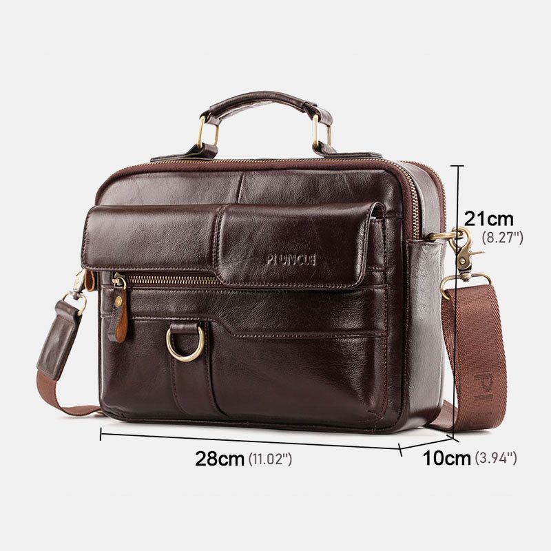 Heren Lederen Multi-pocket Crossbody Tassen Grote Capaciteit Retro 6.5 Inch Telefoon Tas Aktetas Schoudertas Handtas