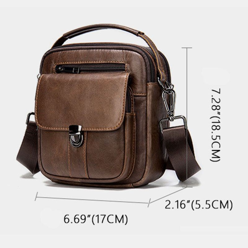 Heren Lederen Terug Anti-diefstal Pocket Crossbody Tassen Retro Multi-pocket Slijtvaste Messenger Bag Schoudertas