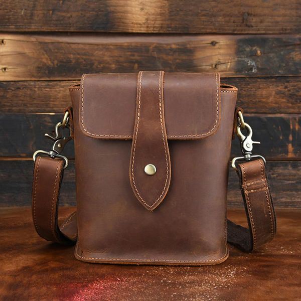 Heren Lederen Vintage Schoudertas Crossbody Tas