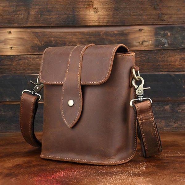 Heren Lederen Vintage Schoudertas Crossbody Tas