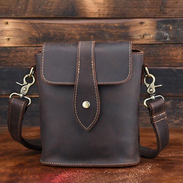 Heren Lederen Vintage Schoudertas Crossbody Tas