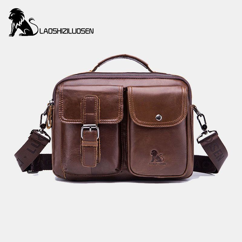 Heren Lederen Vintage Zakelijke Tas Crossbody Tas Handtas Voor Werk