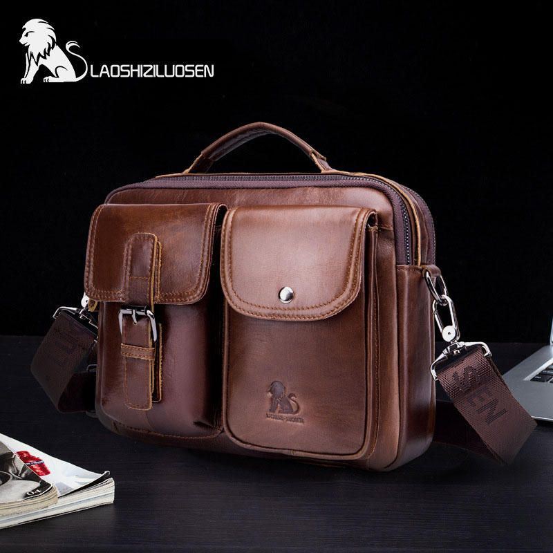 Heren Lederen Vintage Zakelijke Tas Crossbody Tas Handtas Voor Werk