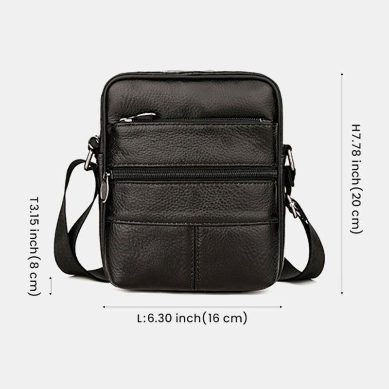 Heren Multi-pocket Anti-diefstal Eerste Laag Koeienhuid Crossbody Tassen Retro Grote Capaciteit Lichtgewicht 6.5 Inch Phne Bag Messenger Bag Handtas