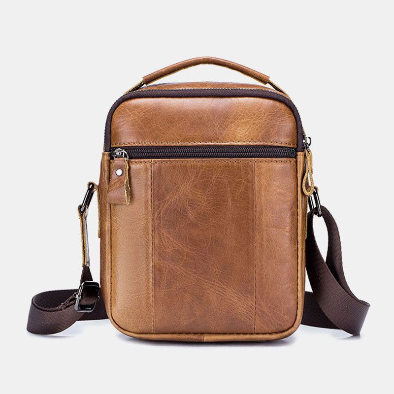 Heren Multi-pocket Lederen Crossbody Tassen Terug Anti-diefstal Zak Ontwerp Slijtvaste Grote Capaciteit Messenger Bag Handtas