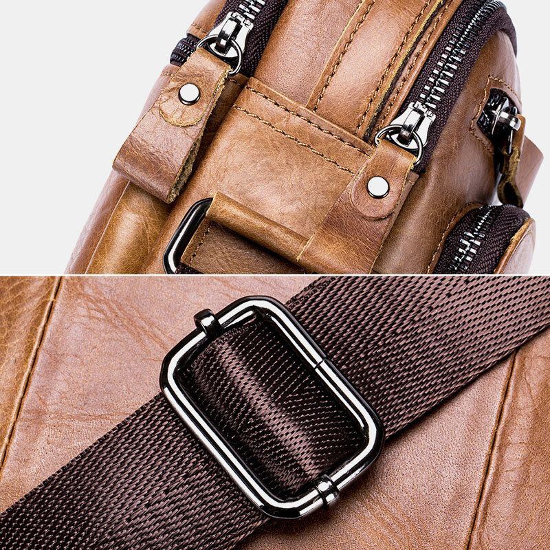 Heren Multi-pocket Lederen Crossbody Tassen Terug Anti-diefstal Zak Ontwerp Slijtvaste Grote Capaciteit Messenger Bag Handtas