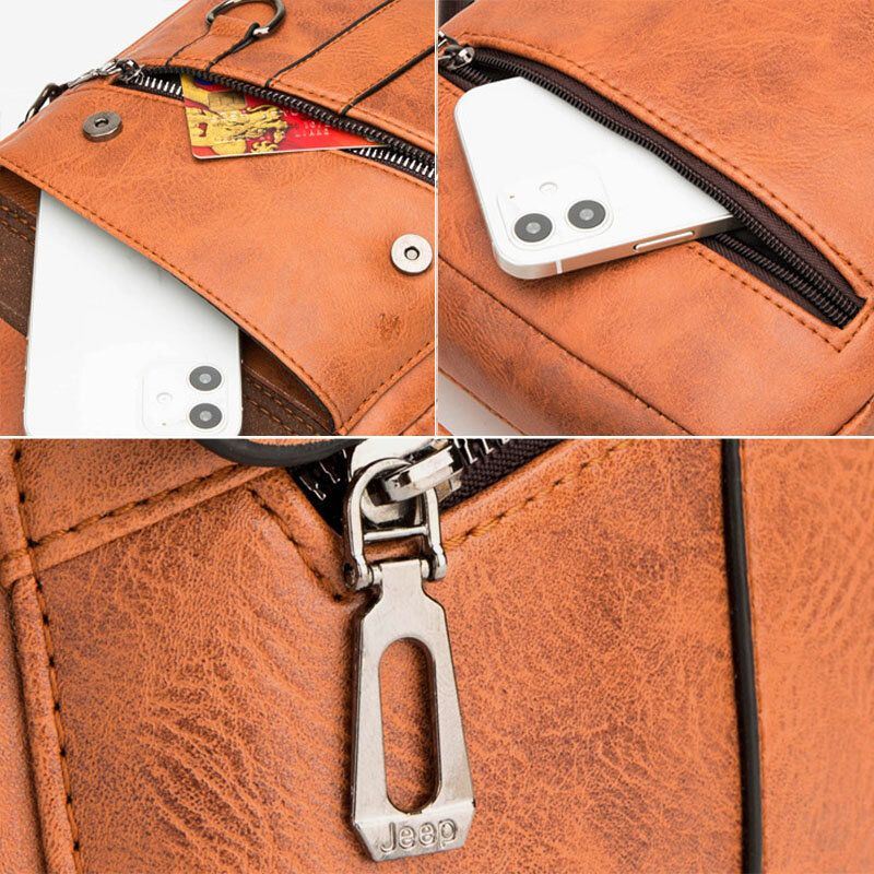 Heren Multi-pocket Waterdichte Slijtvaste Crossbody Tassen Retro Grote Capaciteit Schoudertas Handtas