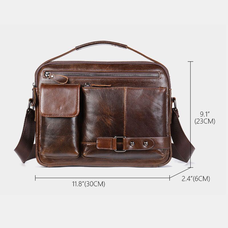 Heren Olie Wax Leer Grote Capaciteit Waterdichte Messenger Bag Aktetas Multi-pocket Koeienhuid Crossbody Tassen Schoudertas