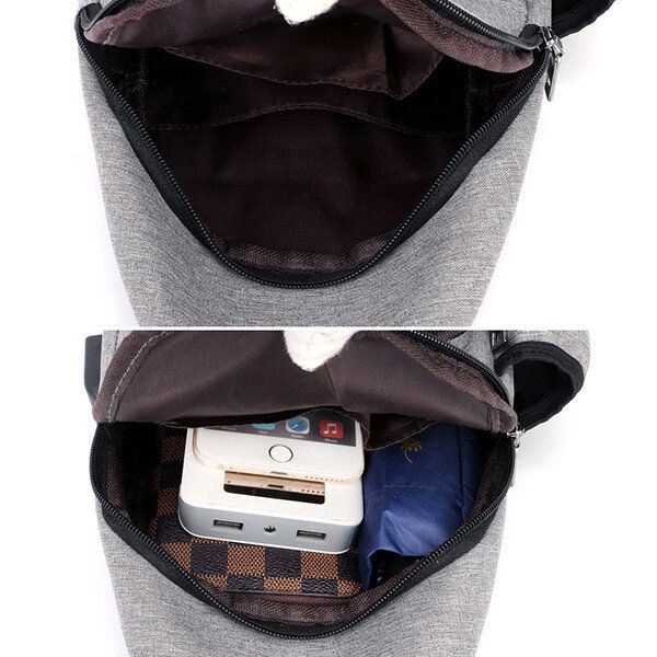 Heren Oxford Grote Capaciteit Casual Outdoor Reizen Usb Oplaadpoort Sling Bag Borsttas Crossbody Tas