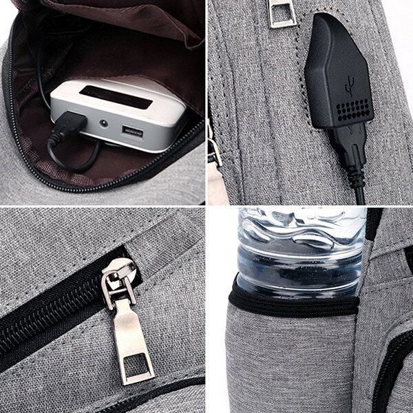 Heren Oxford Grote Capaciteit Casual Outdoor Reizen Usb Oplaadpoort Sling Bag Borsttas Crossbody Tas