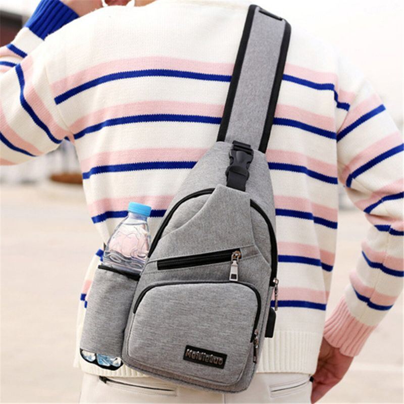 Heren Oxford Grote Capaciteit Casual Outdoor Reizen Usb Oplaadpoort Sling Bag Borsttas Crossbody Tas