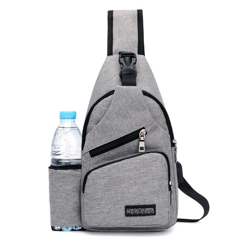 Heren Oxford Grote Capaciteit Casual Outdoor Reizen Usb Oplaadpoort Sling Bag Borsttas Crossbody Tas