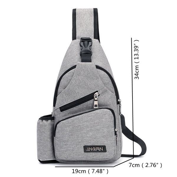 Heren Oxford Grote Capaciteit Casual Outdoor Reizen Usb Oplaadpoort Sling Bag Borsttas Crossbody Tas