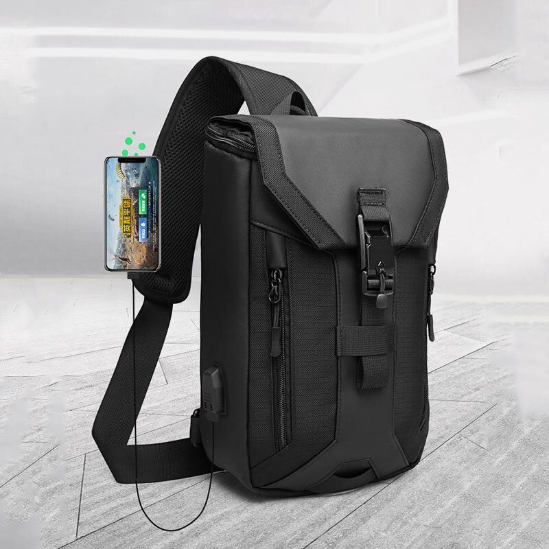 Heren Oxford Usb Opladen Multi-pocket 3 Kaartsleuven Waterdichte Outdoor Crossbody Tas Borsttas Sling Bag