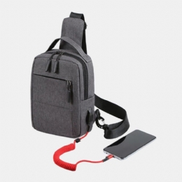 Heren Polyester Usb Opladen Grote Capaciteit Multi-layer Zakelijke Crossbodytas Borsttas Sling Bag