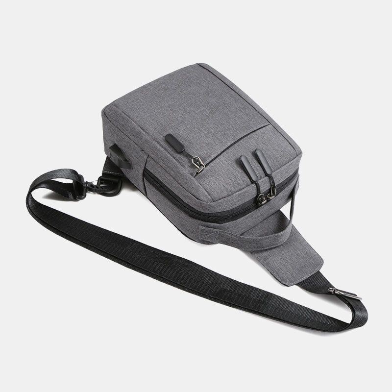 Heren Polyester Usb Opladen Grote Capaciteit Multi-layer Zakelijke Crossbodytas Borsttas Sling Bag