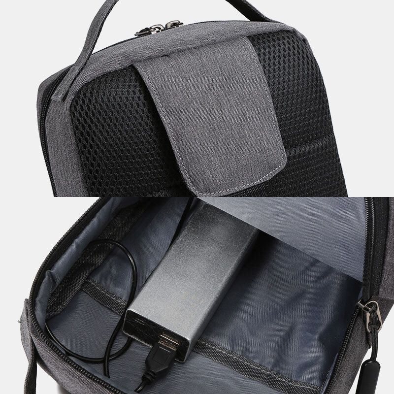 Heren Polyester Usb Opladen Grote Capaciteit Multi-layer Zakelijke Crossbodytas Borsttas Sling Bag