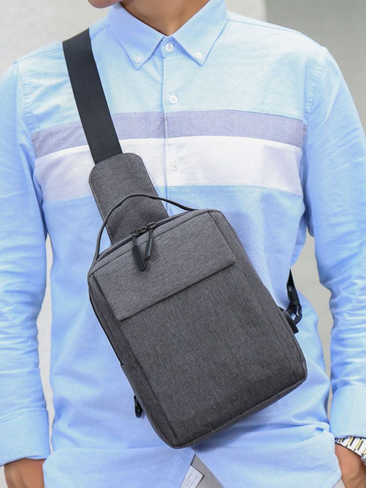 Heren Polyester Usb Opladen Grote Capaciteit Multi-layer Zakelijke Crossbodytas Borsttas Sling Bag