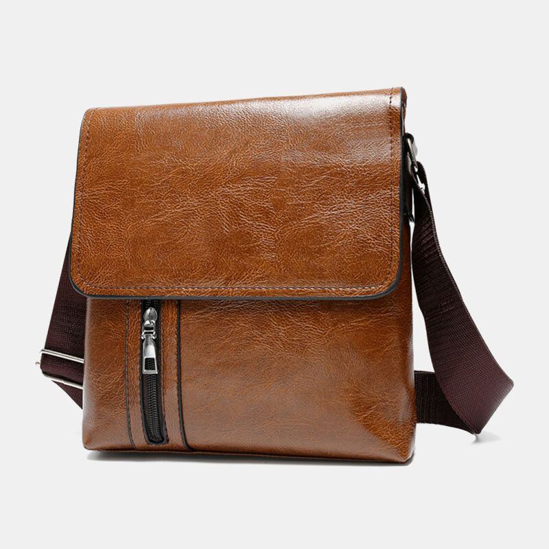 Heren Pu Lederen Anti-diefstal Schouder Grote Capaciteit Retro 6.3 Inch Telefoontas Crossbody Tassen