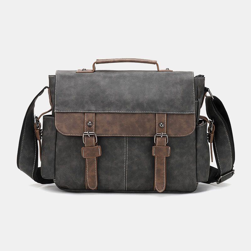 Heren Pu Lederen Flap-over Grote Capaciteit Crossbody Tassen Casual Mode Multi-pocket Messenger Bag Handtas Schoudertas