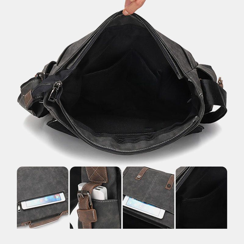 Heren Pu Lederen Flap-over Grote Capaciteit Crossbody Tassen Casual Mode Multi-pocket Messenger Bag Handtas Schoudertas