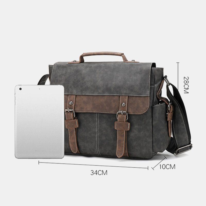 Heren Pu Lederen Flap-over Grote Capaciteit Crossbody Tassen Casual Mode Multi-pocket Messenger Bag Handtas Schoudertas