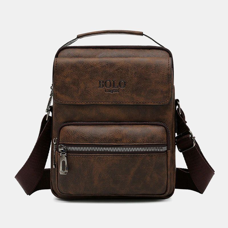 Heren Pu Lederen Multi-pocket Anti-diefstal Messenger Bag Crossbody Tassen Schoudertas Handtas Aktetas