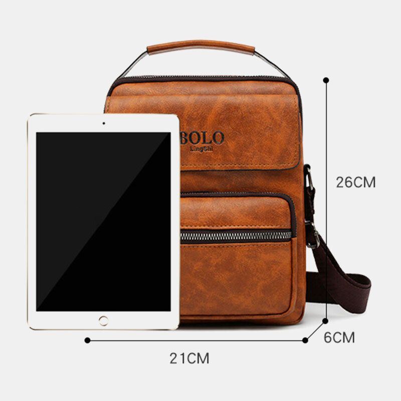 Heren Pu Lederen Multi-pocket Anti-diefstal Messenger Bag Crossbody Tassen Schoudertas Handtas Aktetas