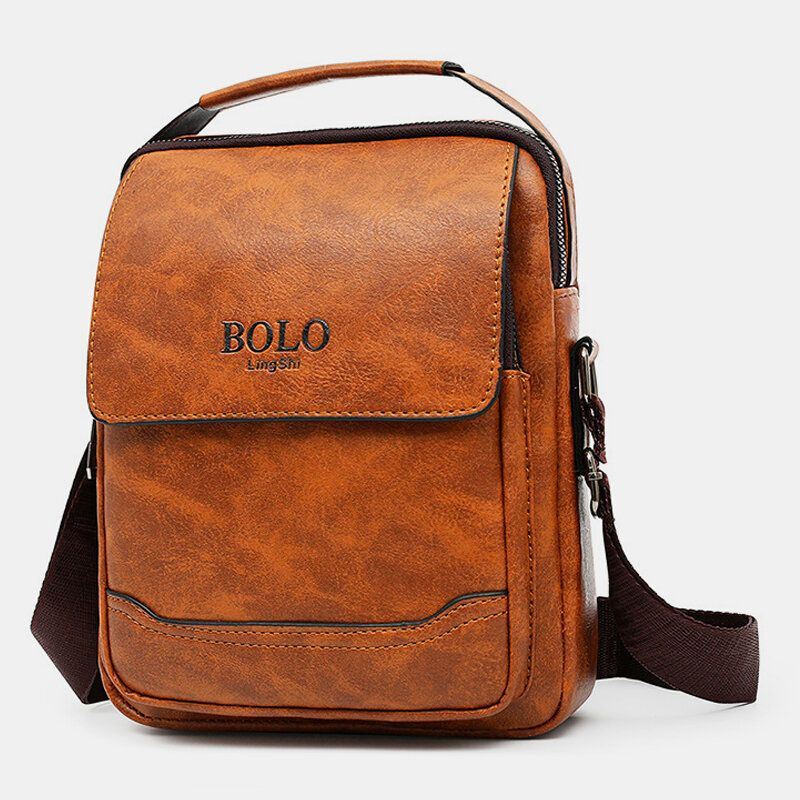 Heren Pu Lederen Multi-pocket Anti-diefstal Retro Crossbody Tassen Schoudertas Handtas Messenger Bag Aktetas