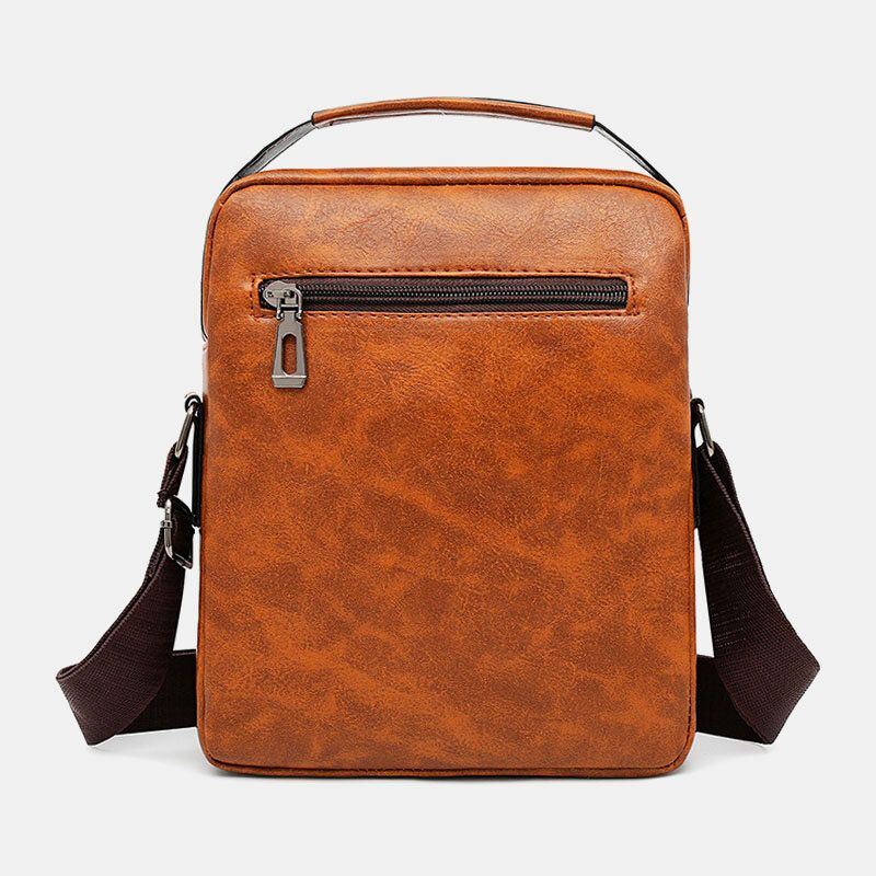 Heren Pu Lederen Multi-pocket Anti-diefstal Retro Crossbody Tassen Schoudertas Handtas Messenger Bag Aktetas