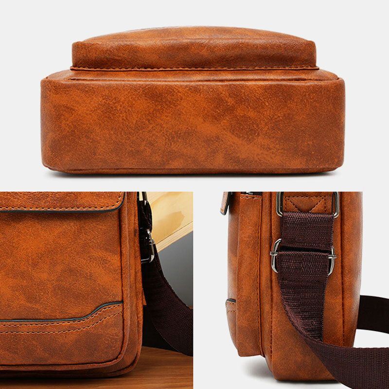 Heren Pu Lederen Multi-pocket Anti-diefstal Retro Crossbody Tassen Schoudertas Handtas Messenger Bag Aktetas