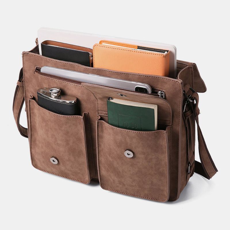 Heren Pu Lederen Multifunctionele Anti-diefstal Grote Capaciteit Multi-pocket Crossbody Tas Schoudertas