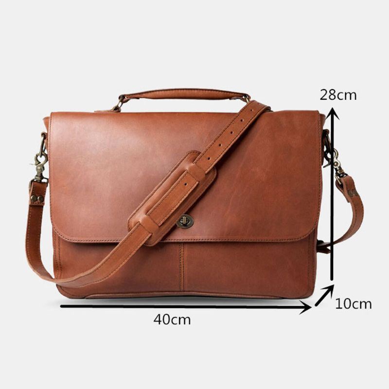 Heren Pu Lederen Multifunctionele Vintage 15.6 Inch Laptop Anti-diefstal Aktetas Messengertas Crossbody Tas