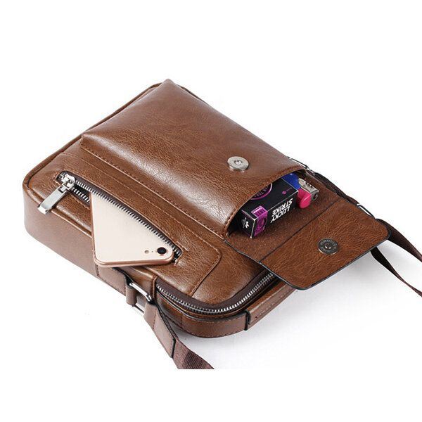 Heren Pu Lederen Vintage Handtas Retro Crossbody Tas Schoudertas