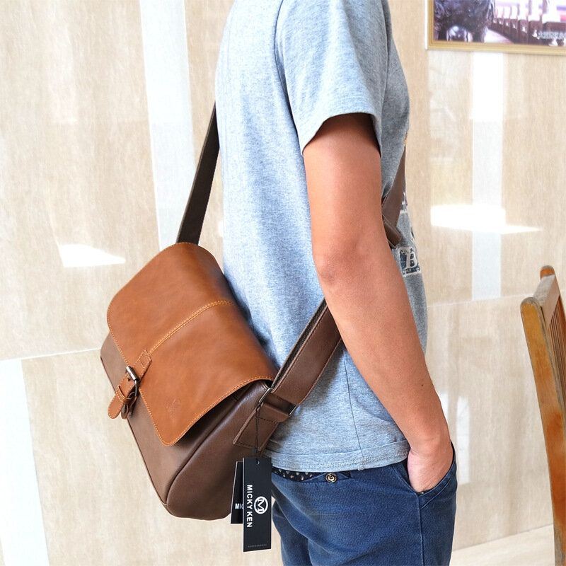 Heren Pu Leer Grote Capaciteit Anti-diefstal Cover Rits Vintage Casual Messenger Bag Crossbody Tas Schoudertas