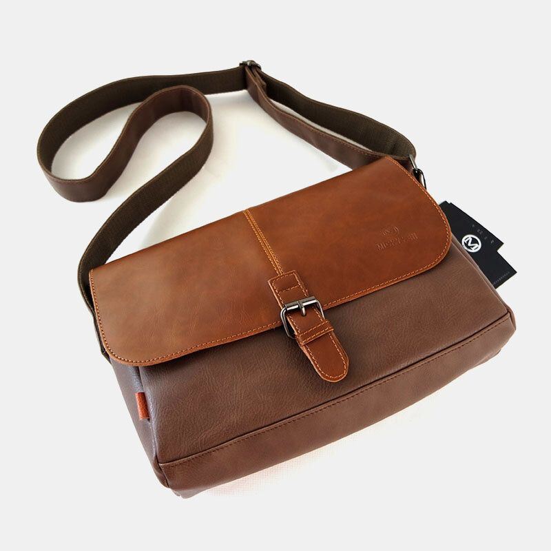 Heren Pu Leer Grote Capaciteit Anti-diefstal Cover Rits Vintage Casual Messenger Bag Crossbody Tas Schoudertas