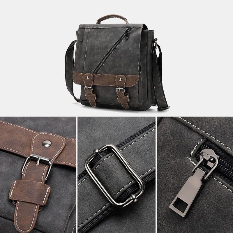 Heren Pu Leer Grote Capaciteit Vintage Casual Waterdicht Ademend Crossbody Tassen Schoudertassen Handtas