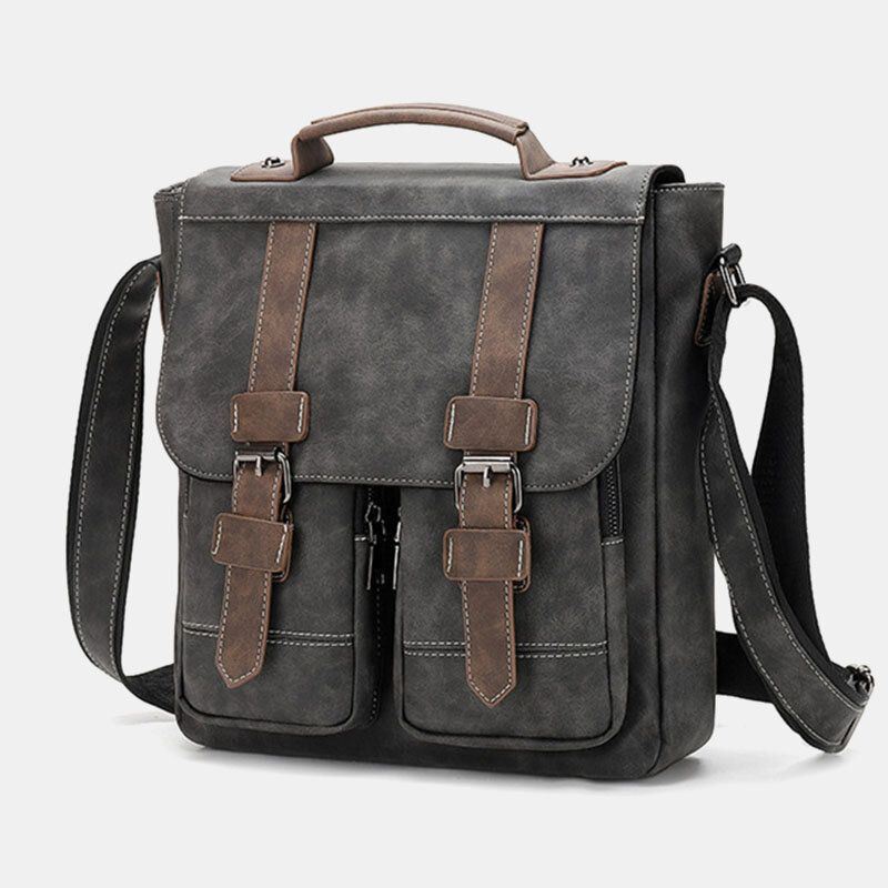 Heren Pu-leer Multi-zakken Vintage Casual Waterdicht Ademend Crossbody Tassen Schoudertassen