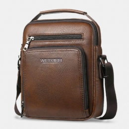 Heren Pu-leer Multifunctionele Multi-pocket Crossbody Tas Met Grote Capaciteit Lerarentas