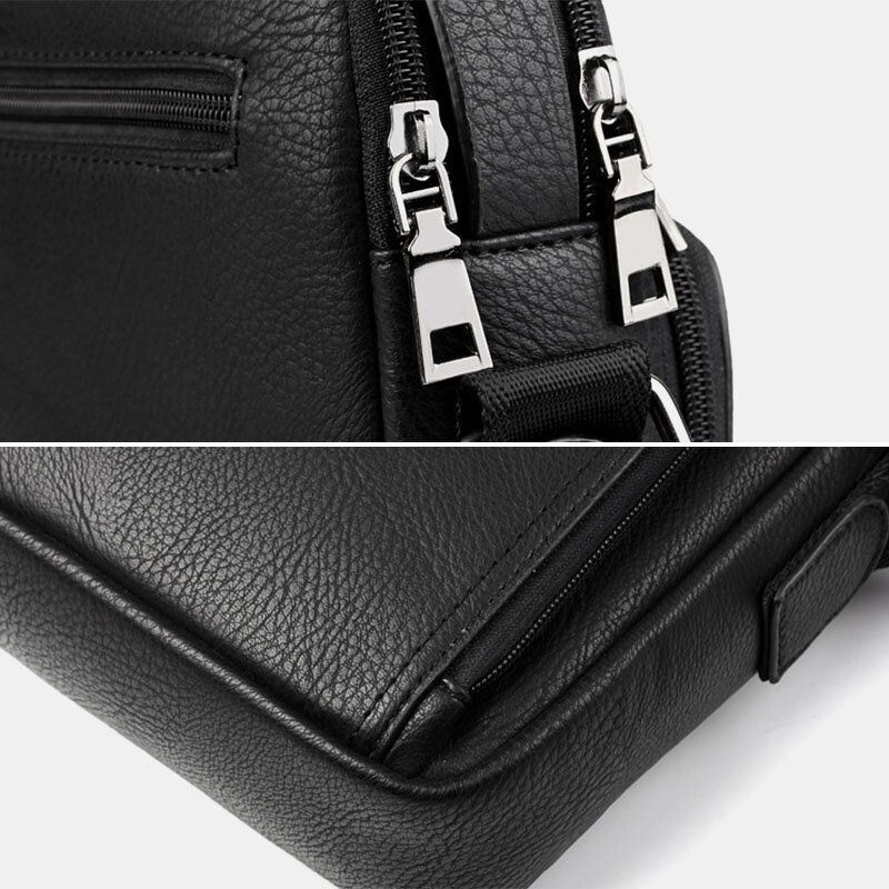 Heren Pu-leer Multifunctionele Multi-pocket Crossbody Tas Met Grote Capaciteit Lerarentas