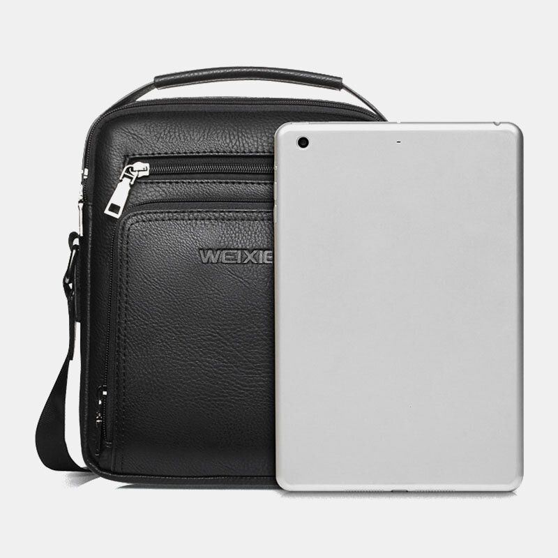 Heren Pu-leer Multifunctionele Multi-pocket Crossbody Tas Met Grote Capaciteit Lerarentas