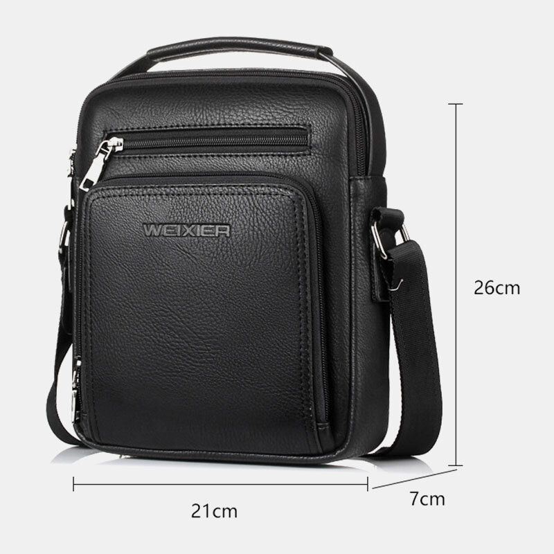 Heren Pu-leer Multifunctionele Multi-pocket Crossbody Tas Met Grote Capaciteit Lerarentas