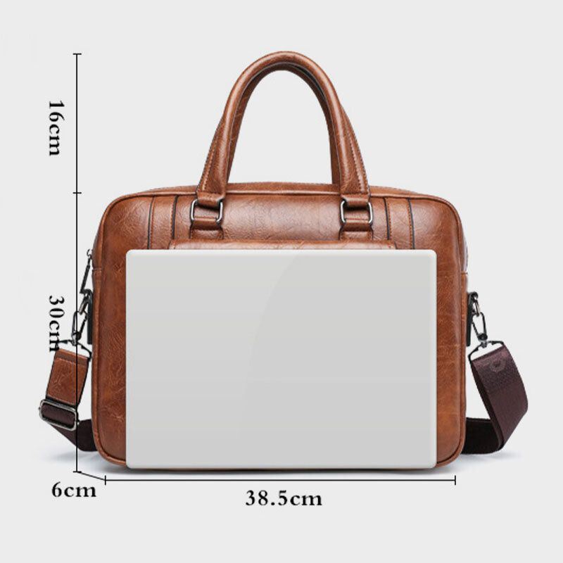 Heren Pu-leer Multifunctionele Multi-pocket Vintage Messenger Bag Crossbody Bag Handtas Schoudertas