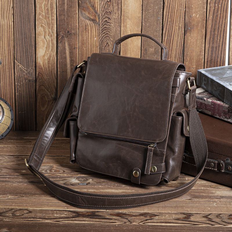 Heren Pu-leer Vintage Zakelijk Multifunctioneel Multi-kaartsleuven Multi-zakken Crossbody-tas Schoudertas