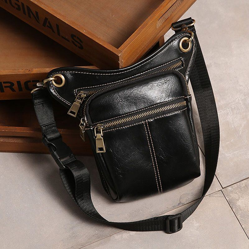 Heren Pu Soft Leather Multi-pocket Multifunctionele Effen Kleur Crossbody Schoudertas