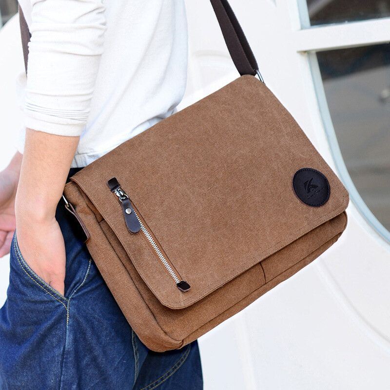 Heren Retro Canvas Multi-pocket Anti-diefstal Crossbody Schoudertas Grote Capaciteit Messenger Reistas