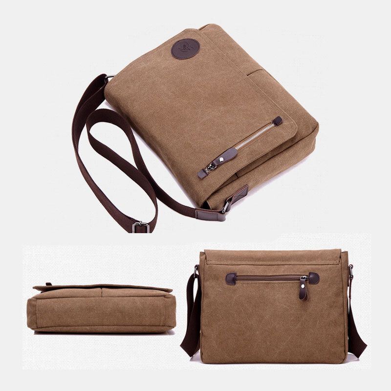 Heren Retro Canvas Multi-pocket Anti-diefstal Crossbody Schoudertas Grote Capaciteit Messenger Reistas